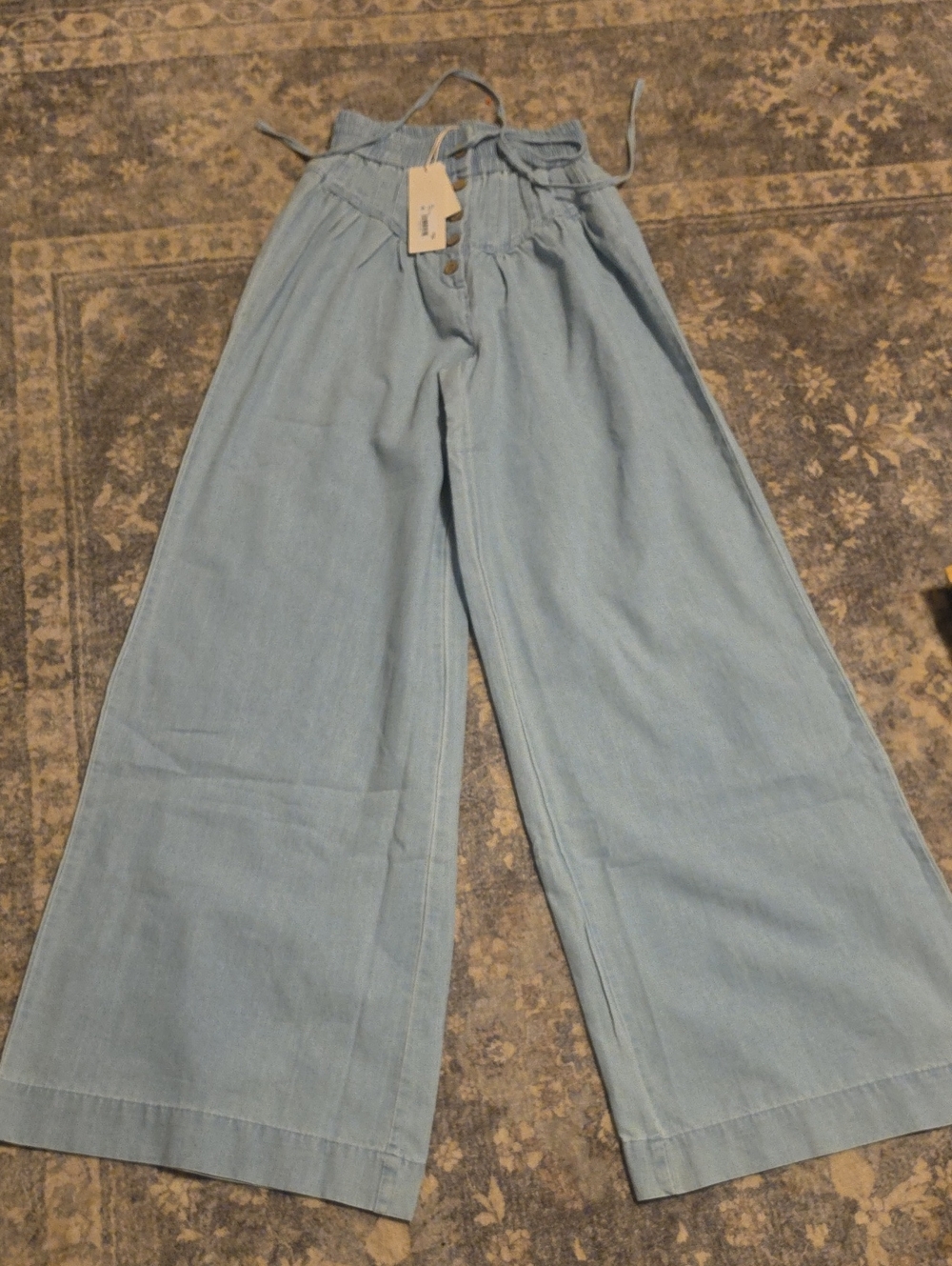 Altar'd State Light Blue Wide-Leg Paperbag Waist Jeans